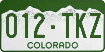 CO license plate 012TKZ