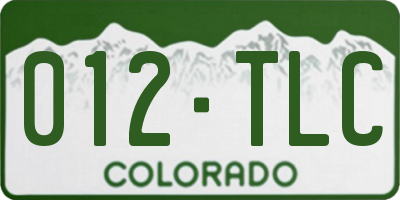 CO license plate 012TLC