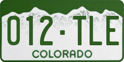 CO license plate 012TLE