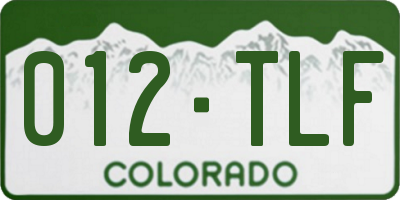CO license plate 012TLF