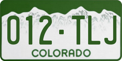CO license plate 012TLJ