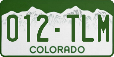 CO license plate 012TLM