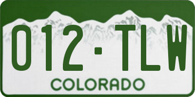 CO license plate 012TLW