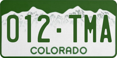 CO license plate 012TMA