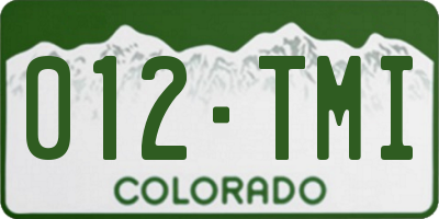 CO license plate 012TMI