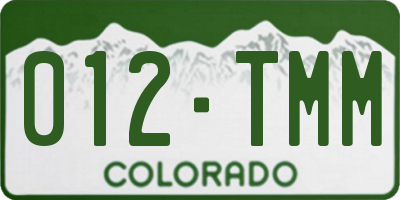CO license plate 012TMM
