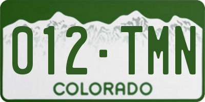 CO license plate 012TMN