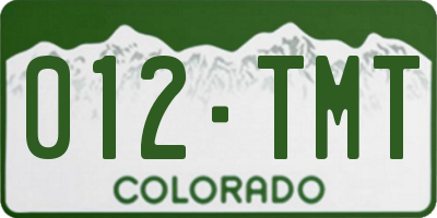 CO license plate 012TMT