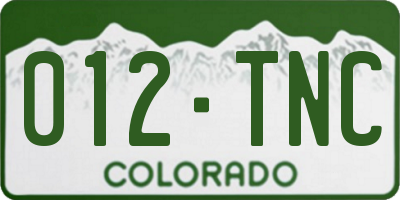 CO license plate 012TNC
