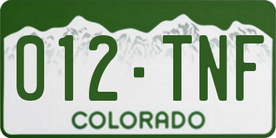 CO license plate 012TNF