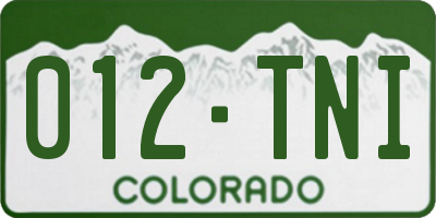 CO license plate 012TNI