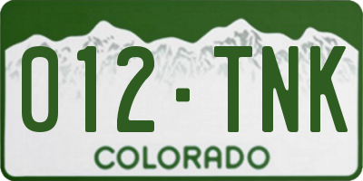 CO license plate 012TNK