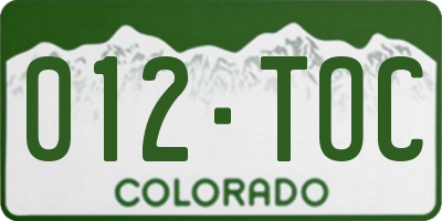 CO license plate 012TOC