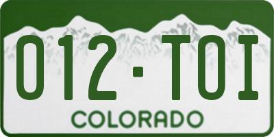 CO license plate 012TOI