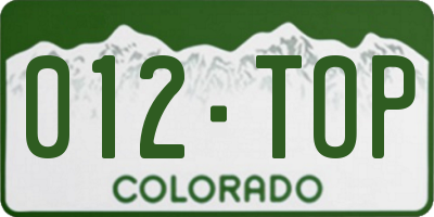 CO license plate 012TOP
