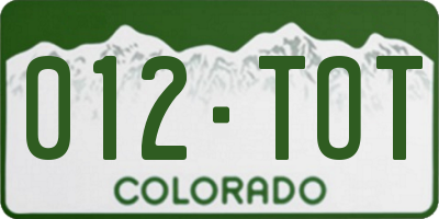 CO license plate 012TOT