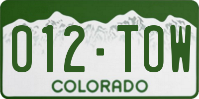CO license plate 012TOW