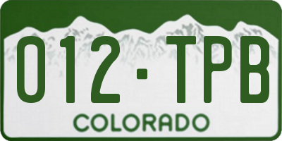 CO license plate 012TPB