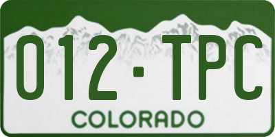 CO license plate 012TPC