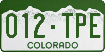 CO license plate 012TPE