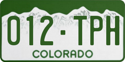 CO license plate 012TPH