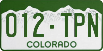 CO license plate 012TPN
