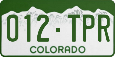 CO license plate 012TPR