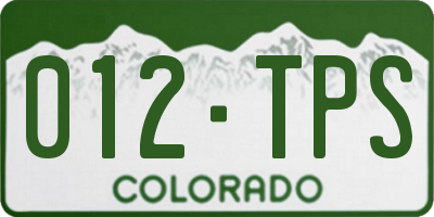 CO license plate 012TPS