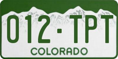 CO license plate 012TPT