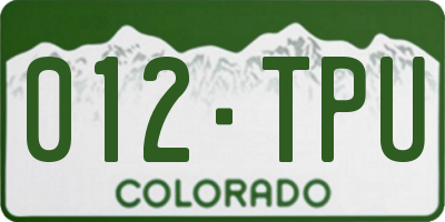 CO license plate 012TPU