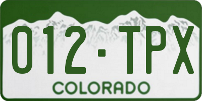 CO license plate 012TPX