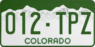 CO license plate 012TPZ