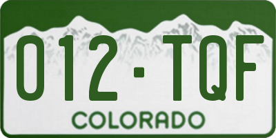 CO license plate 012TQF
