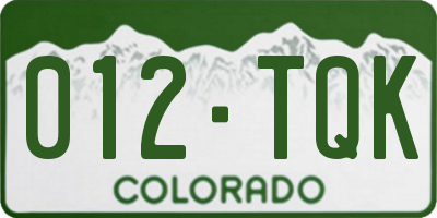 CO license plate 012TQK