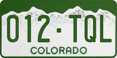 CO license plate 012TQL
