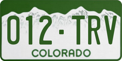 CO license plate 012TRV