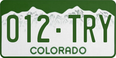 CO license plate 012TRY