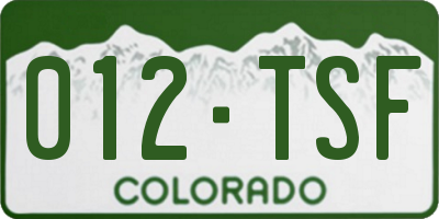 CO license plate 012TSF