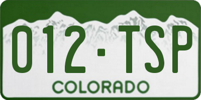 CO license plate 012TSP