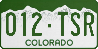 CO license plate 012TSR