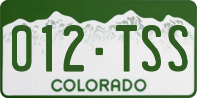 CO license plate 012TSS