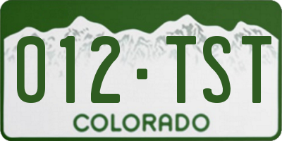 CO license plate 012TST