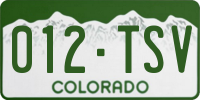 CO license plate 012TSV