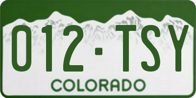 CO license plate 012TSY