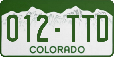 CO license plate 012TTD