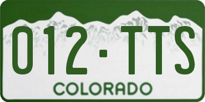 CO license plate 012TTS