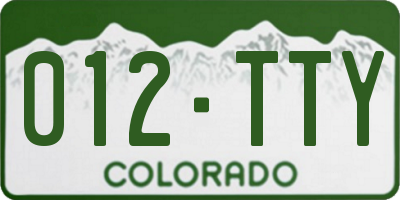 CO license plate 012TTY