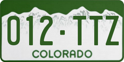 CO license plate 012TTZ