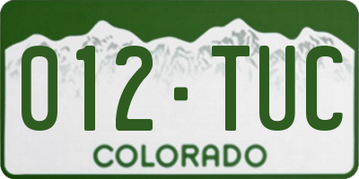 CO license plate 012TUC