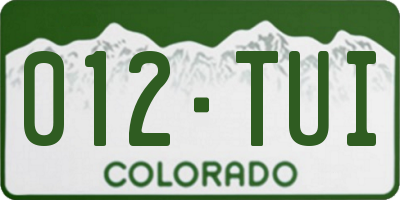 CO license plate 012TUI